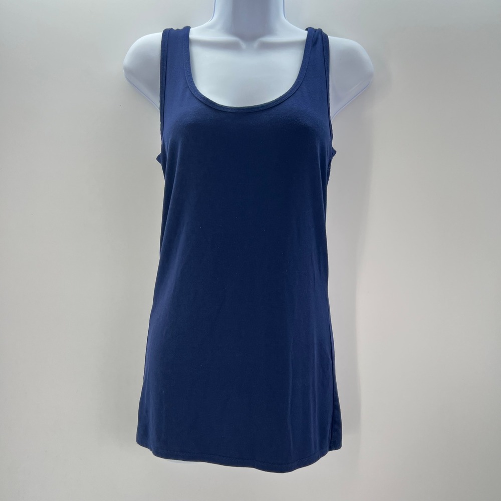 Storq Size 2 Navy Blue Scoop Neck Tank Top Sleeveless Jersey Basic Layering